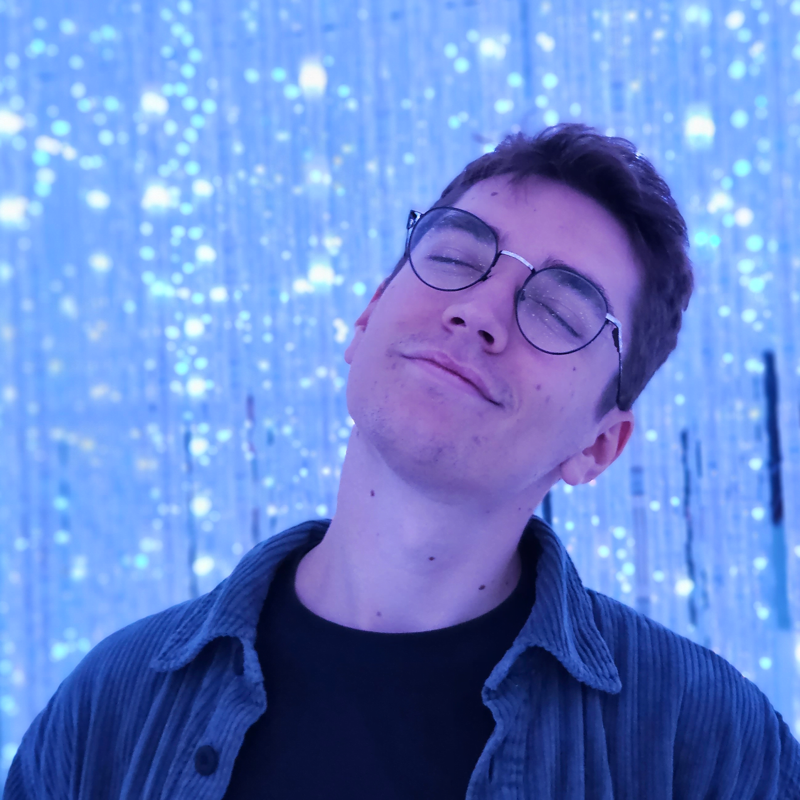 Me against the backdrop of the lighting installation